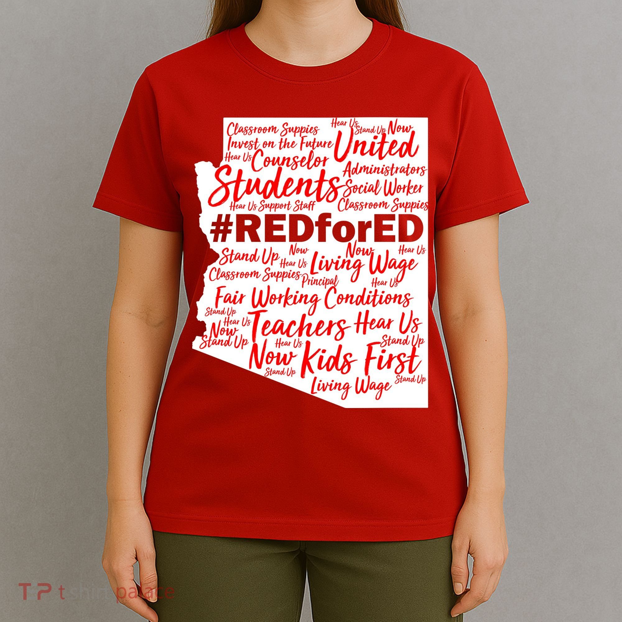 Red For Ed Arizona State Mash-Up Teachers T-Shirt