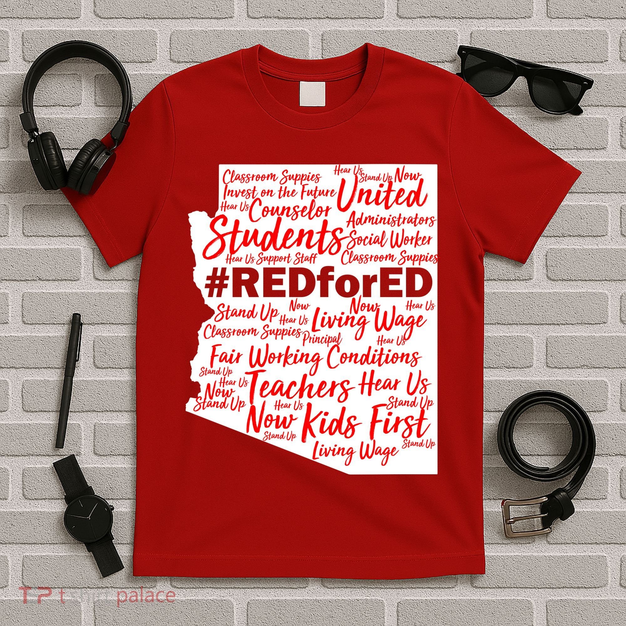 Red For Ed Arizona State Mash-Up Teachers T-Shirt