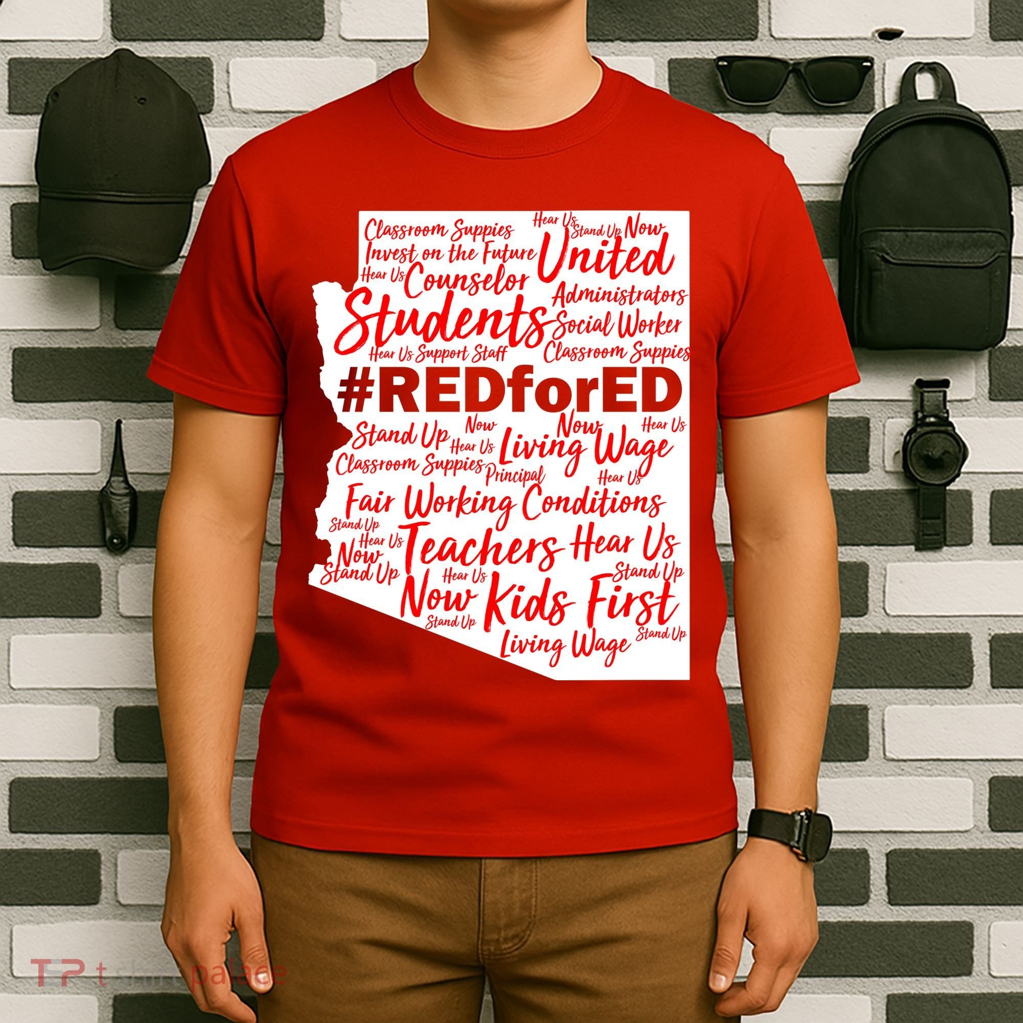 Red For Ed Arizona State Mash-Up Teachers T-Shirt