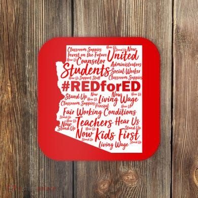 Red For Ed Arizona State Mash-Up Teachers Coaster