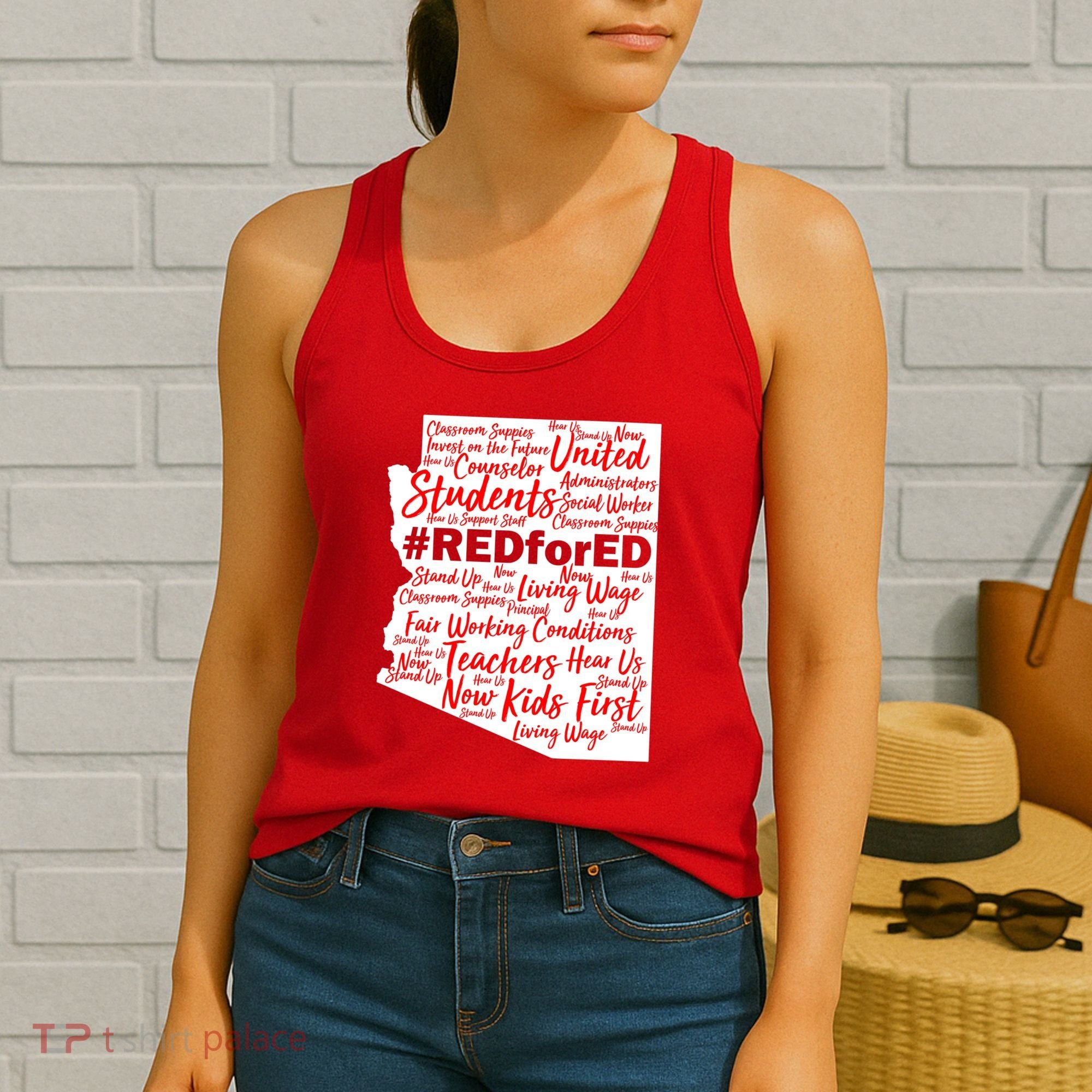 Red For Ed Arizona State Mash-Up Teachers Women's Tank Top