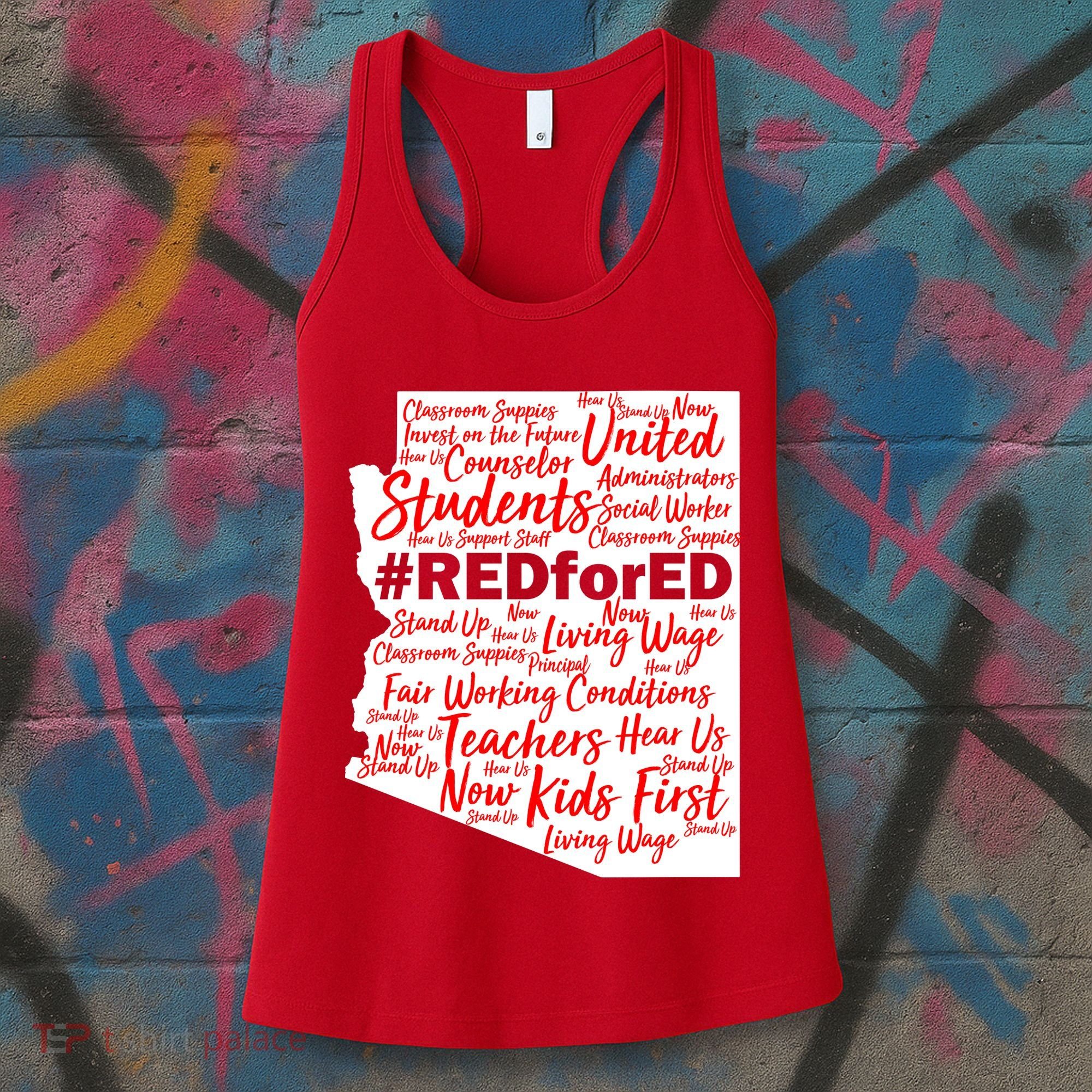 Red For Ed Arizona State Mash-Up Teachers Women's Tank Top