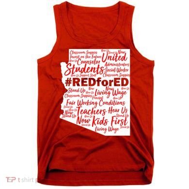 Red For Ed Arizona State Mash-Up Teachers Tank Top