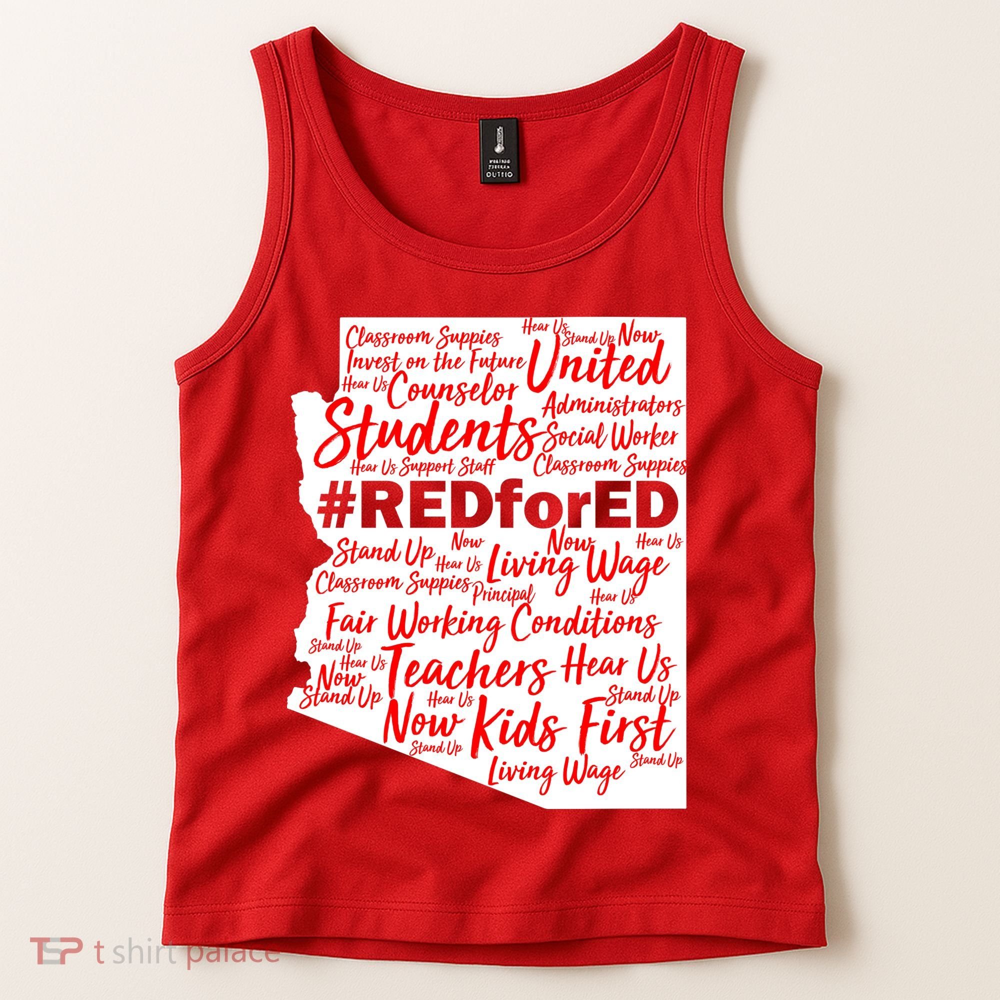 Red For Ed Arizona State Mash-Up Teachers Tank Top