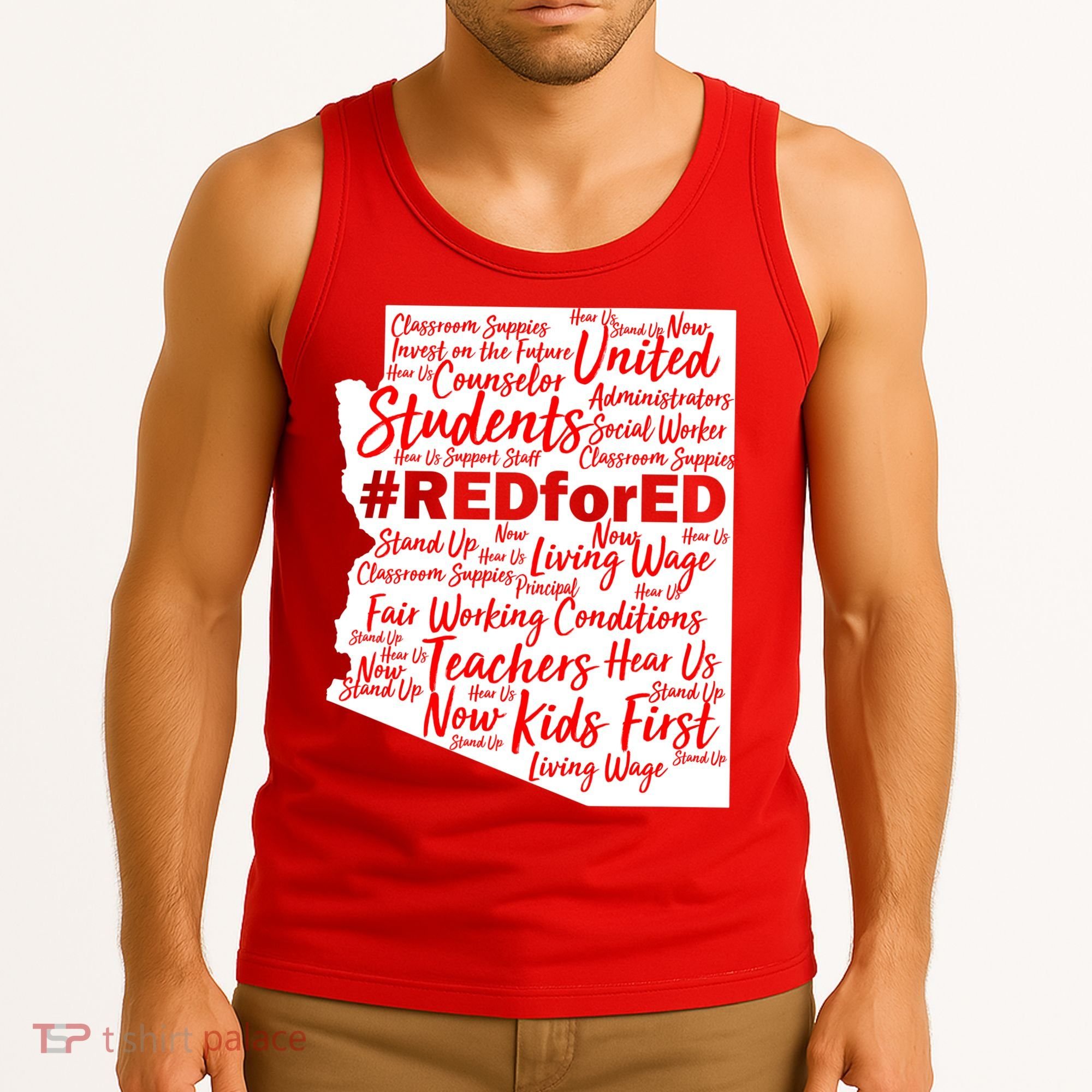Red For Ed Arizona State Mash-Up Teachers Tank Top