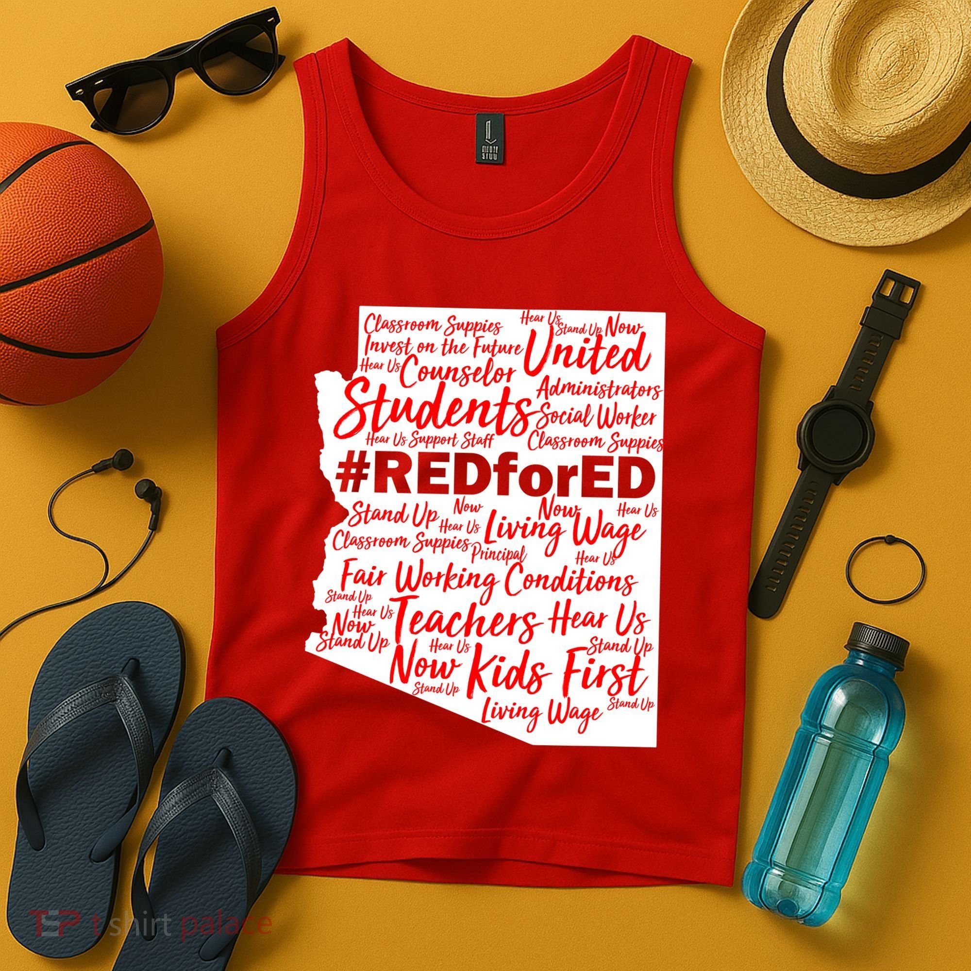 Red For Ed Arizona State Mash-Up Teachers Tank Top