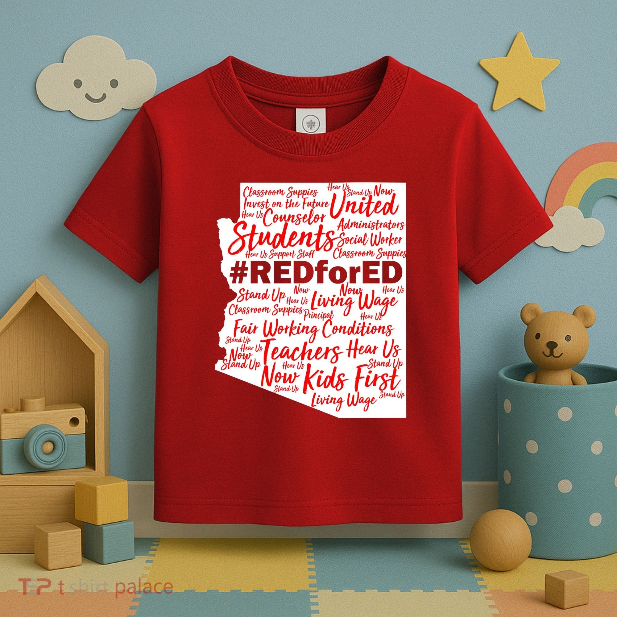 Red For Ed Arizona State Mash-Up Teachers Toddler T-Shirt