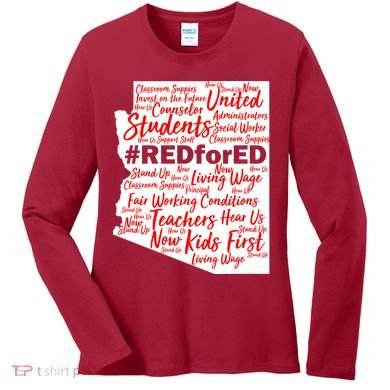 Red For Ed Arizona State Mash-Up Teachers Women's Long Sleeve Shirt