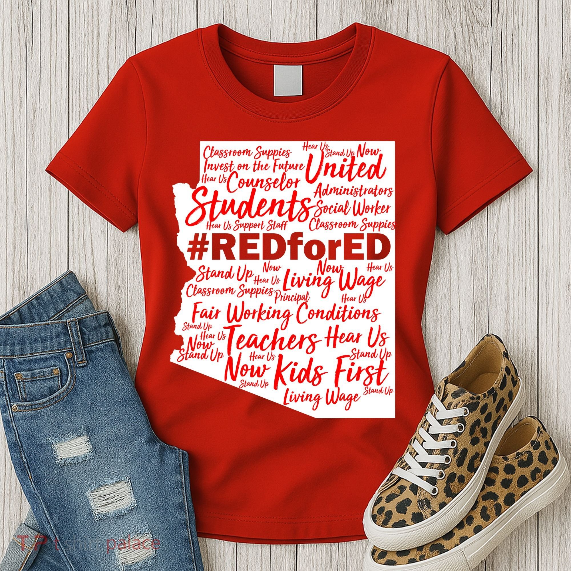 Red For Ed Arizona State Mash-Up Teachers Women's T-Shirt