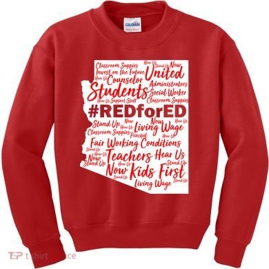 Red For Ed Arizona State Mash-Up Teachers Kids Sweatshirt