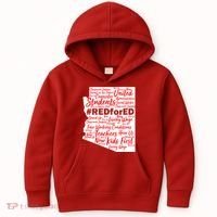 Red For Ed Arizona State Mash-Up Teachers Kids Hoodie thumb 0
