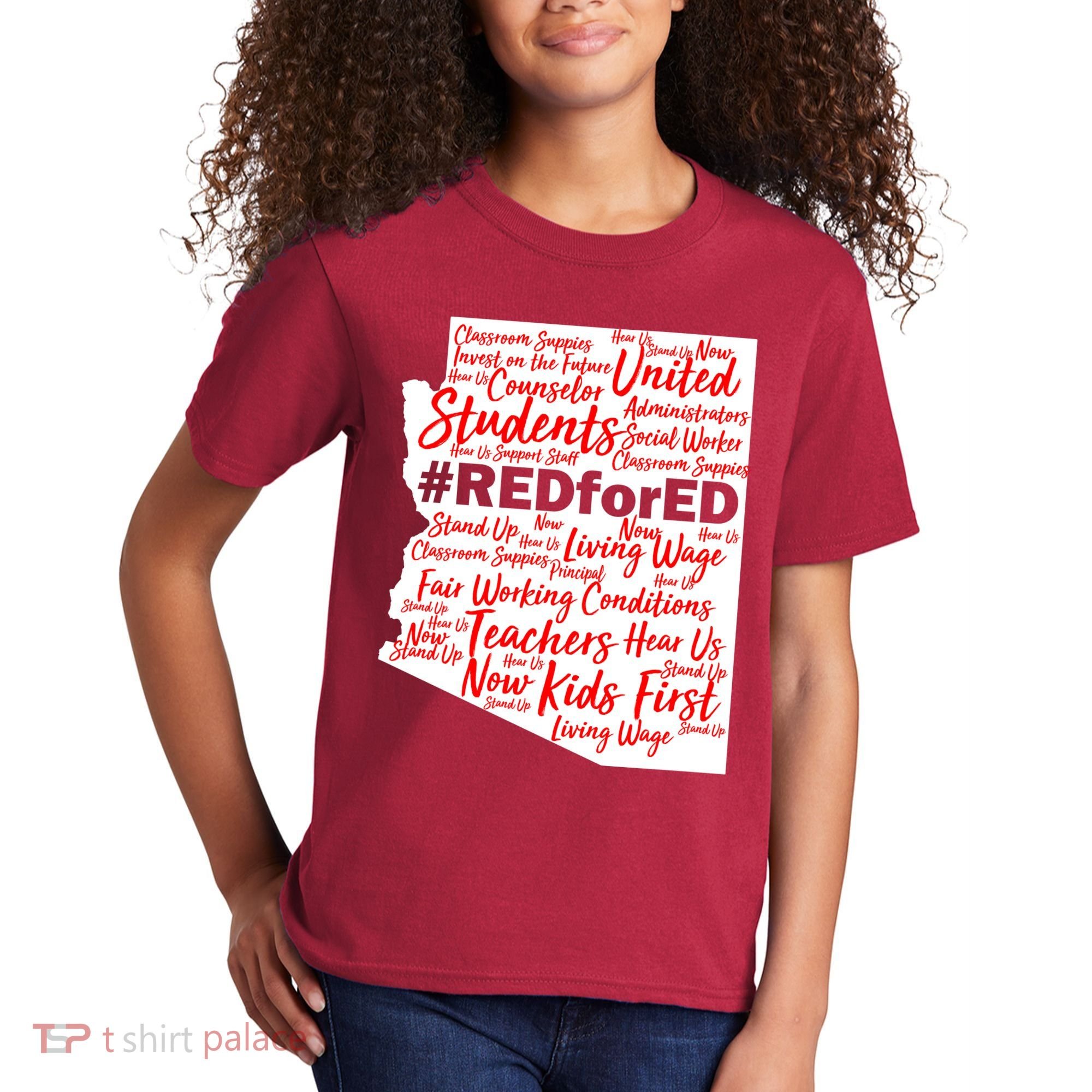 Red For Ed Arizona State Mash-Up Teachers Kids T-Shirt