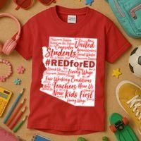 Red For Ed Arizona State Mash-Up Teachers Kids T-Shirt thumb 3