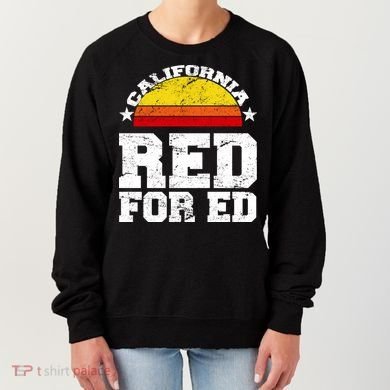 Red For Ed California Sunset Disstressed Women's Sweatshirt
