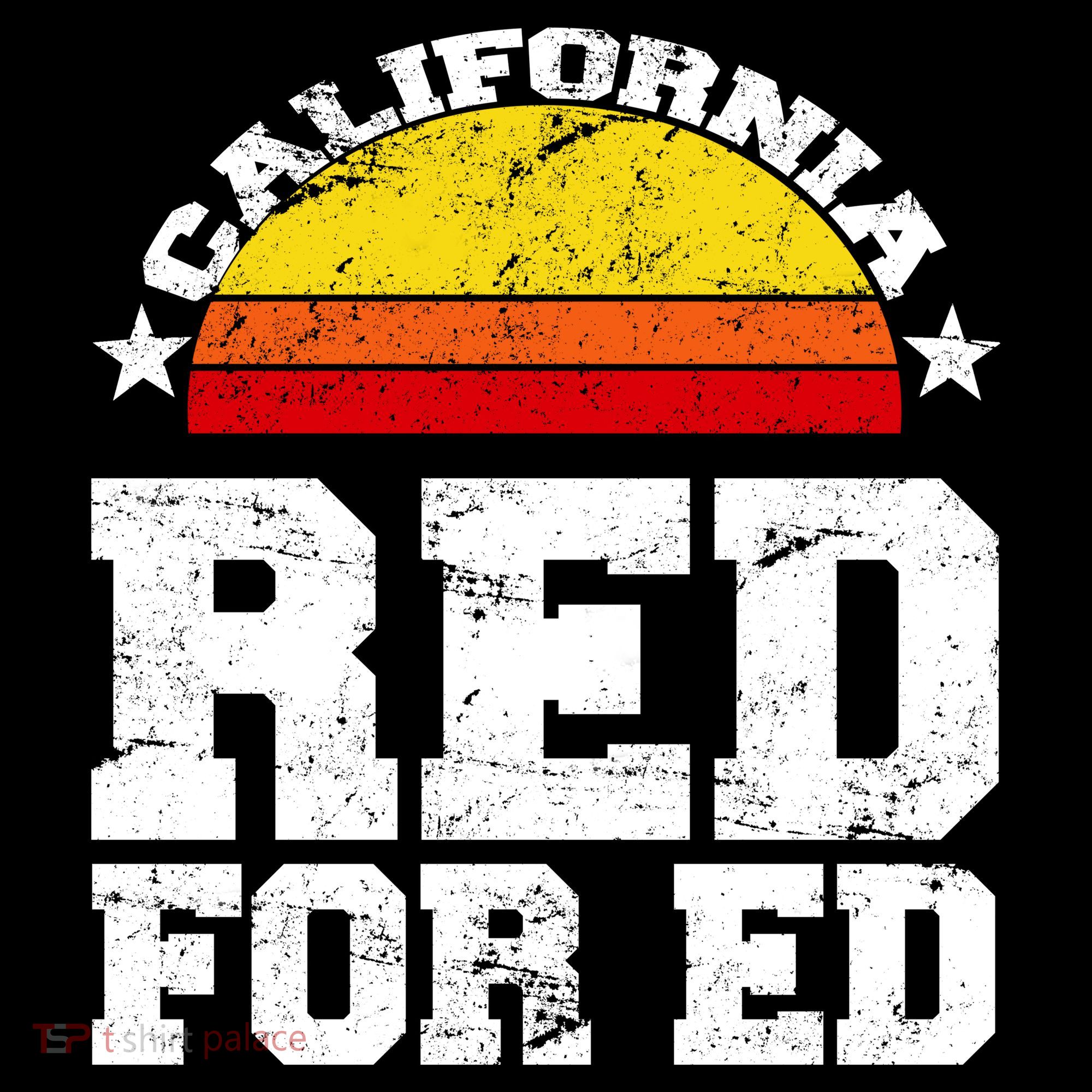 Red For Ed California Sunset Disstressed Bucket Hat