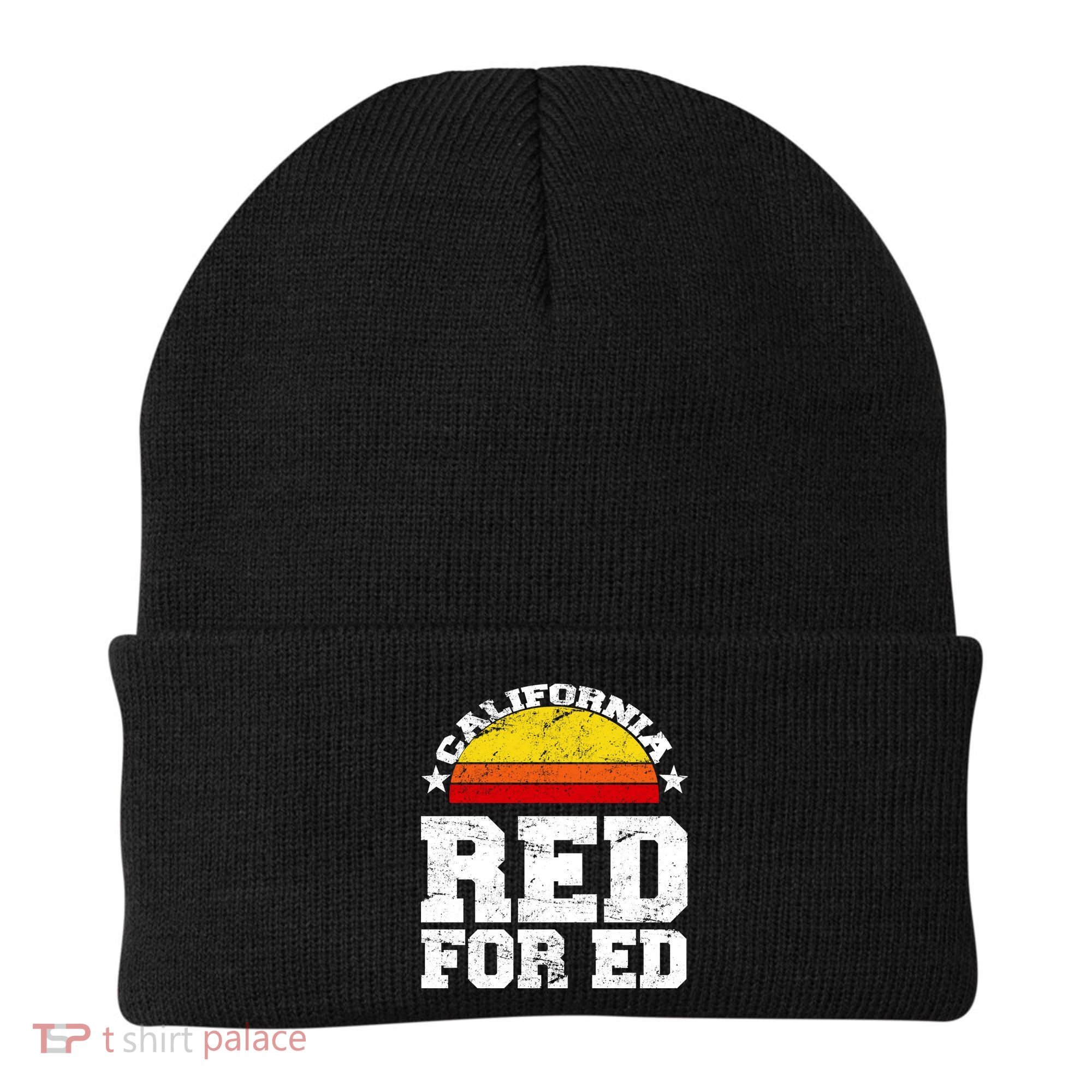 Red For Ed California Sunset Disstressed Beanie
