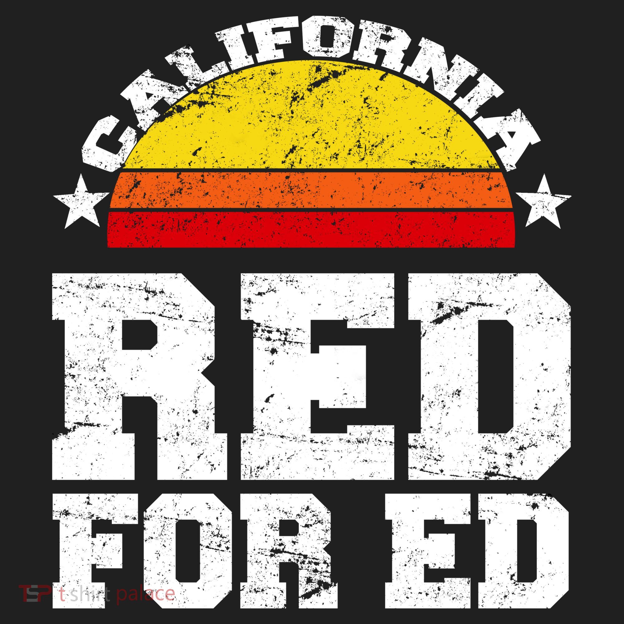 Red For Ed California Sunset Disstressed Beanie
