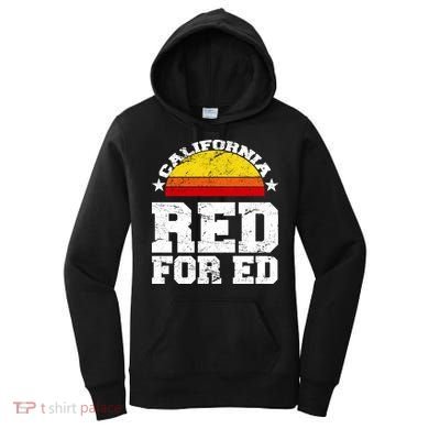 Red For Ed California Sunset Disstressed Women's Hoodie