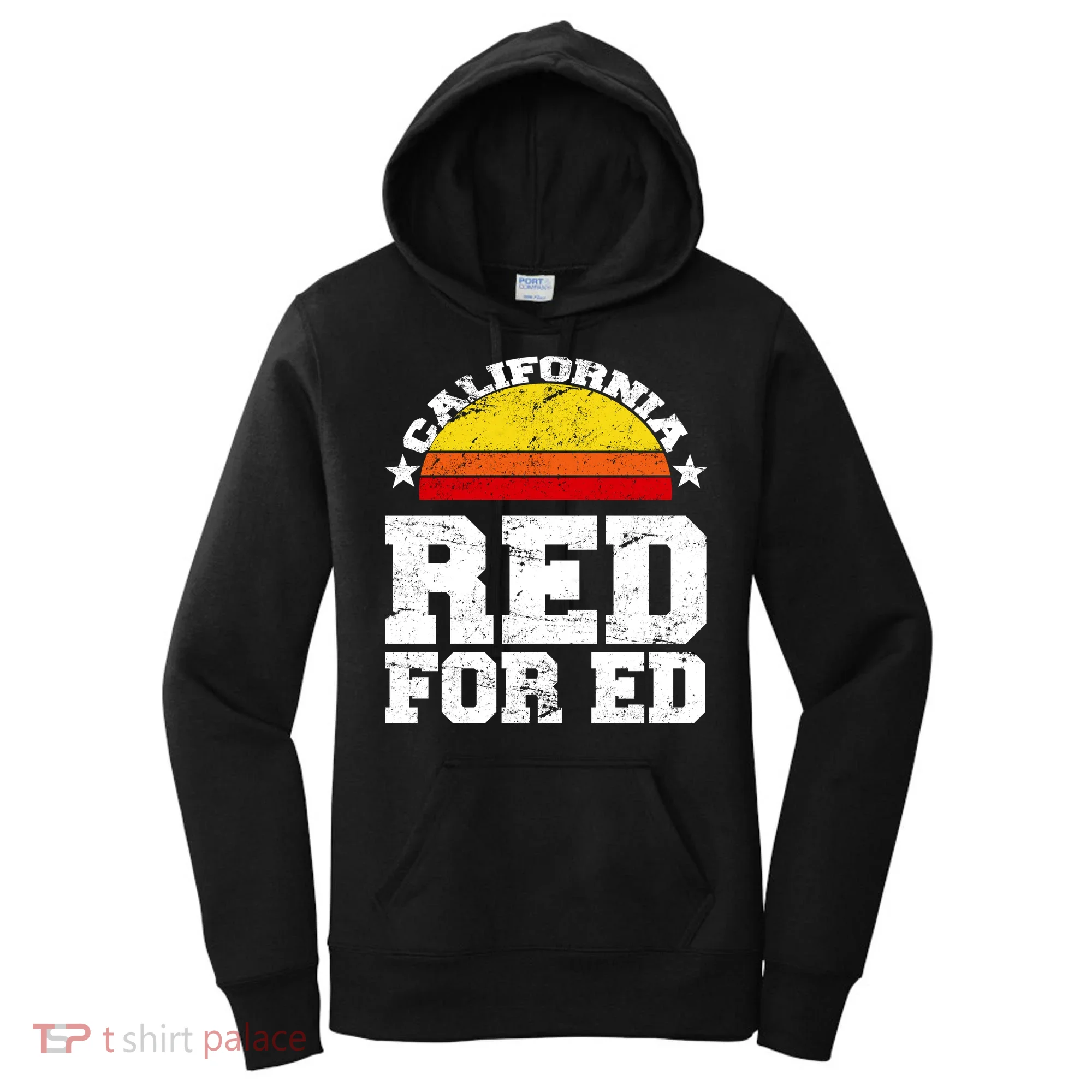 Red For Ed California Sunset Disstressed Women's Hoodie