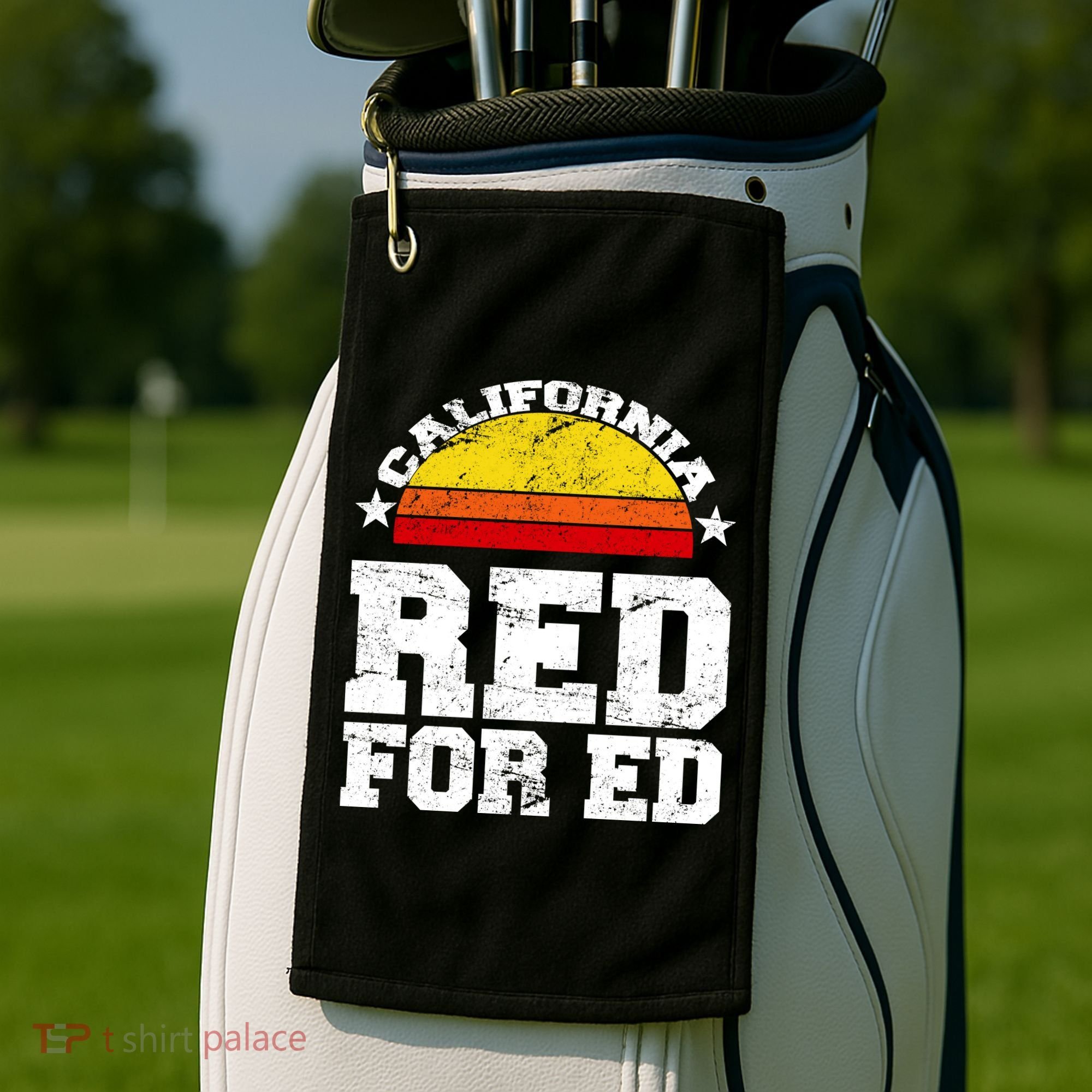 Red For Ed California Sunset Disstressed Golf Towel