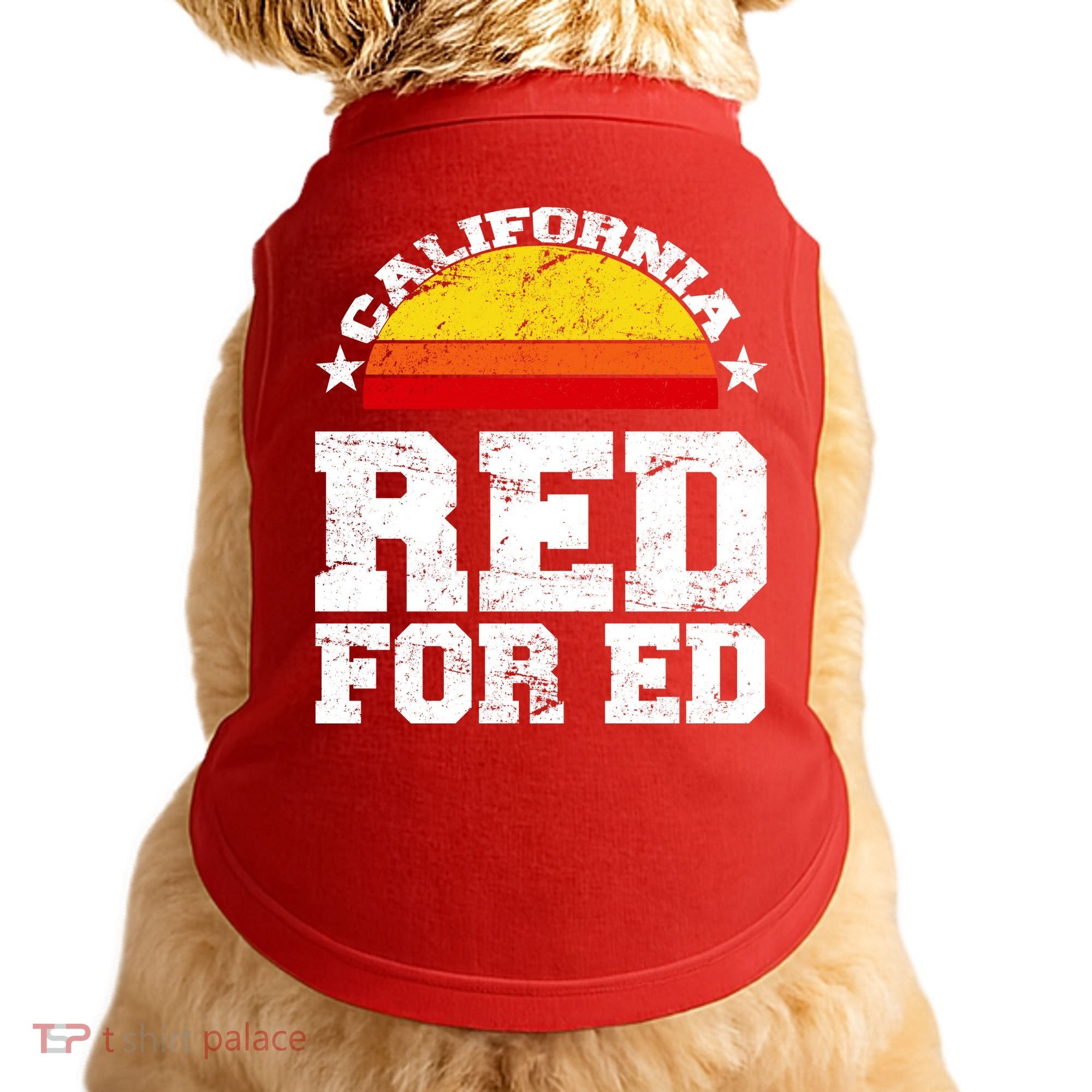 Red For Ed California Sunset Disstressed Doggie Tank
