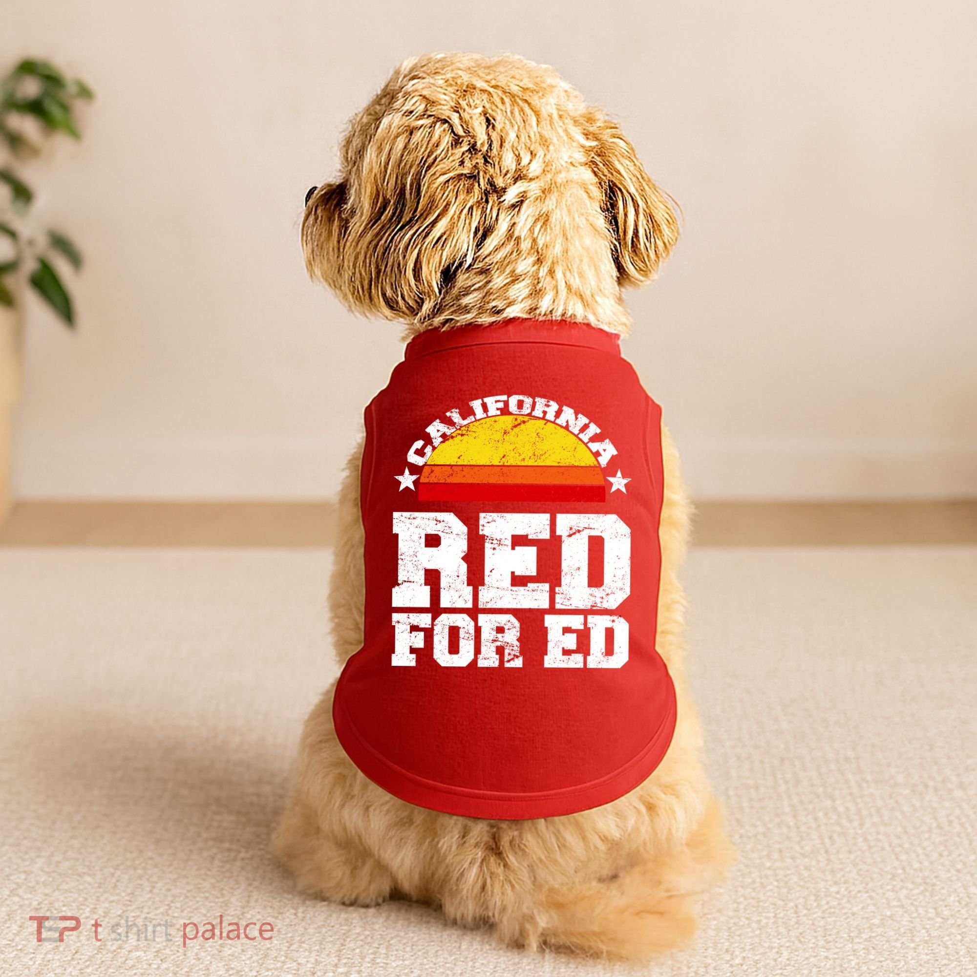 Red For Ed California Sunset Disstressed Doggie Tank