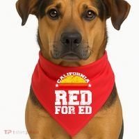 Red For Ed California Sunset Disstressed USA-Made Doggie Bandana thumb 1