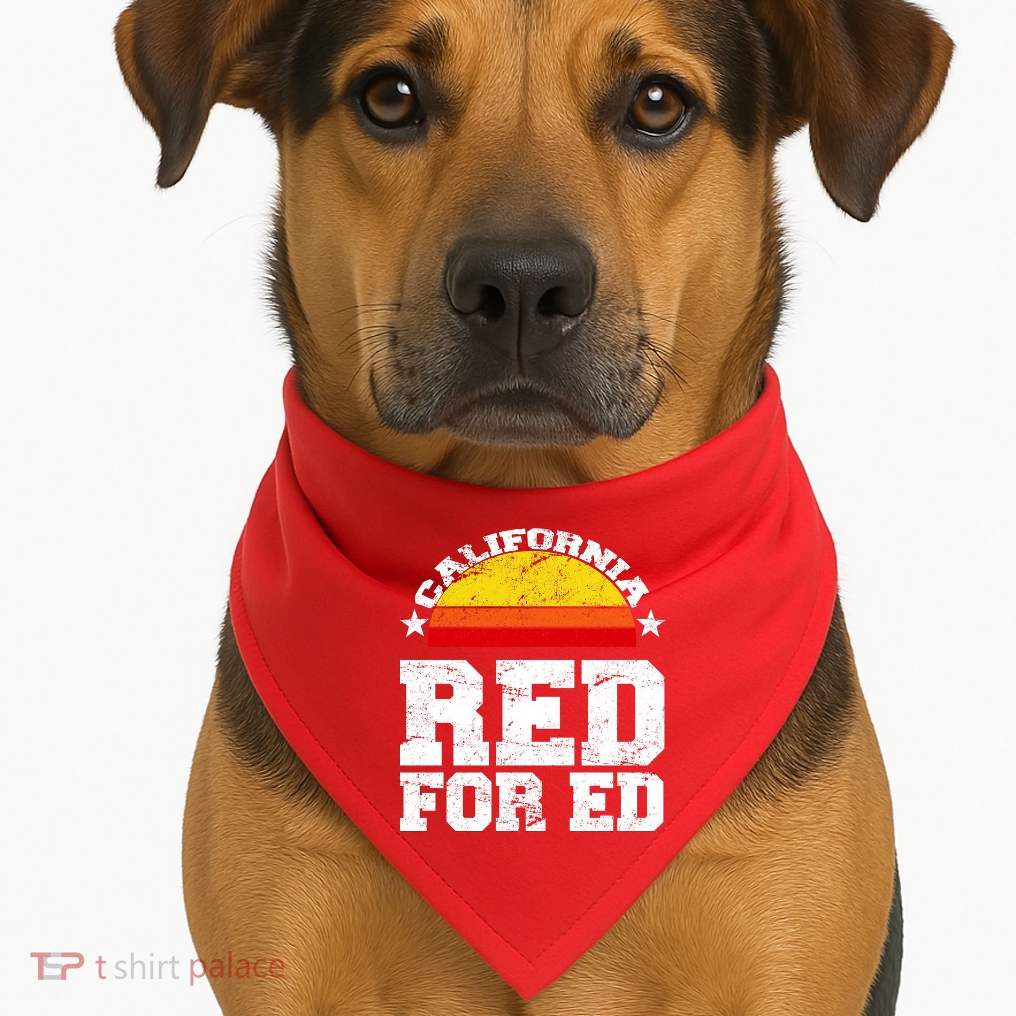Red For Ed California Sunset Disstressed USA-Made Doggie Bandana