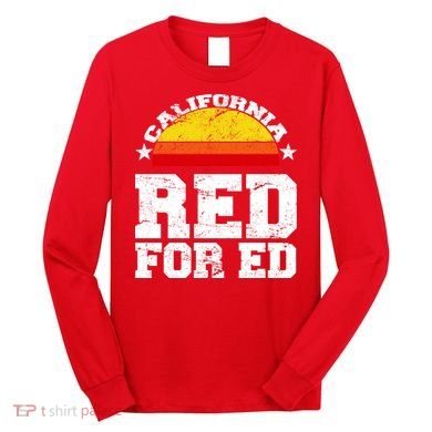 Red For Ed California Sunset Disstressed Long Sleeve Shirt
