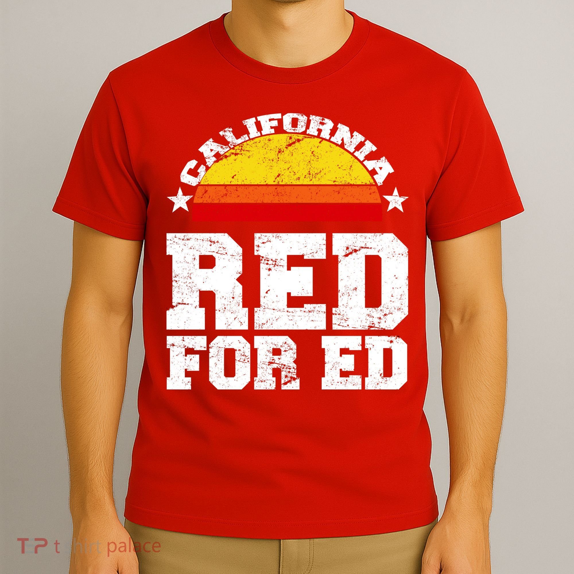 Red For Ed California Sunset Disstressed T-Shirt