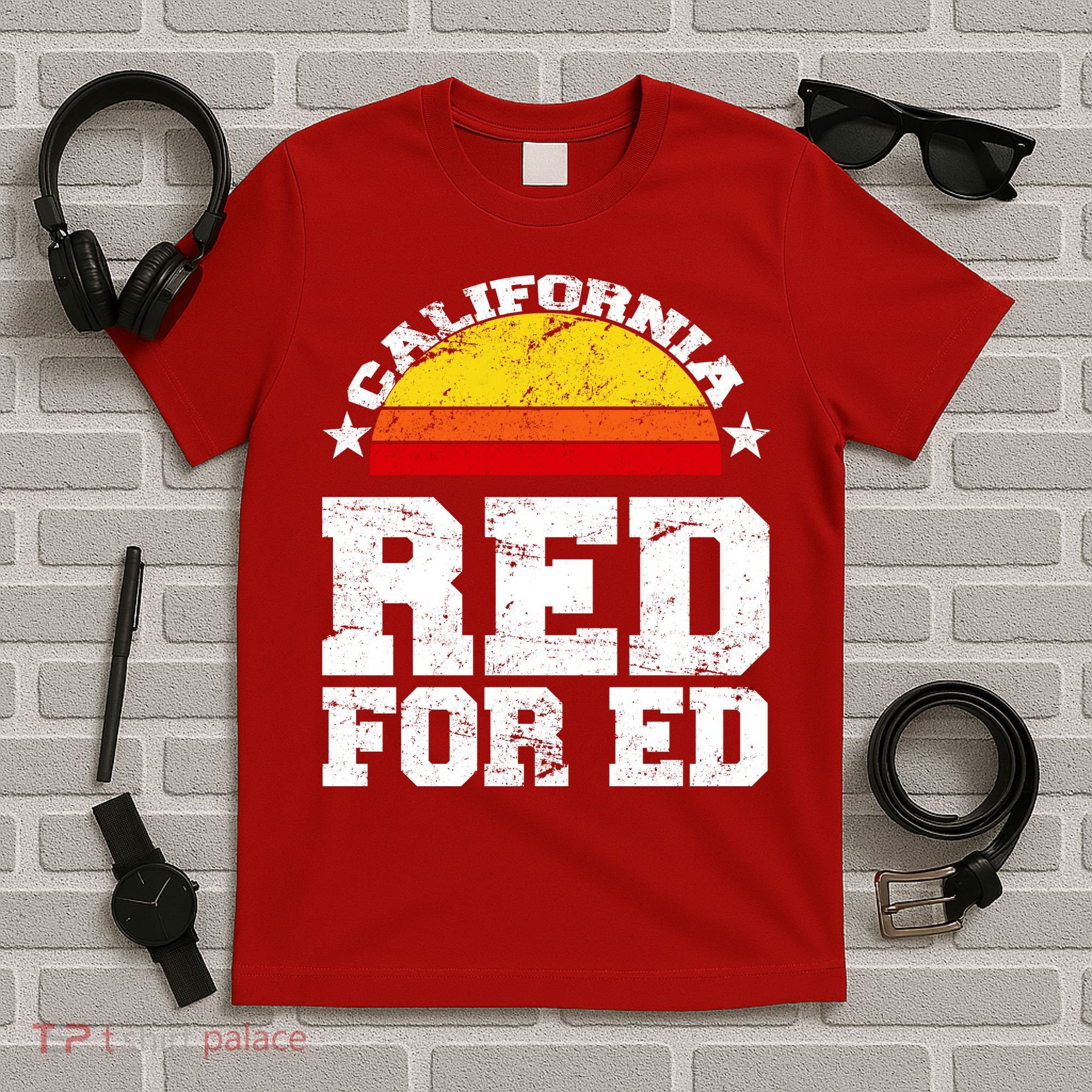 Red For Ed California Sunset Disstressed T-Shirt