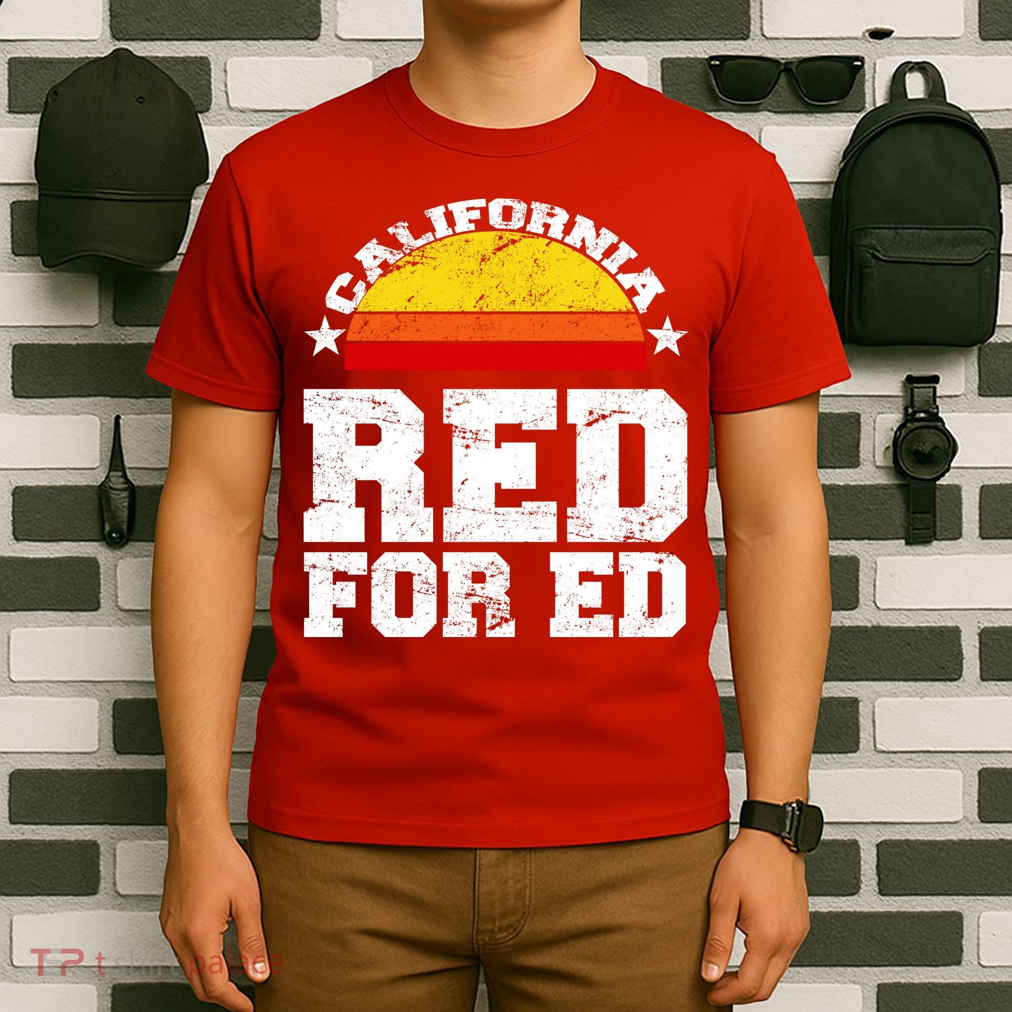 Red For Ed California Sunset Disstressed T-Shirt