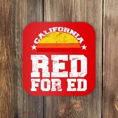 Red For Ed California Sunset Disstressed Coaster