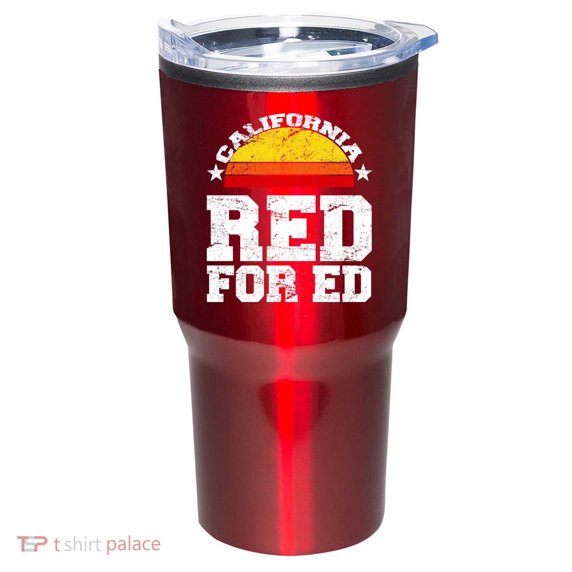 Red For Ed California Sunset Disstressed Tumbler