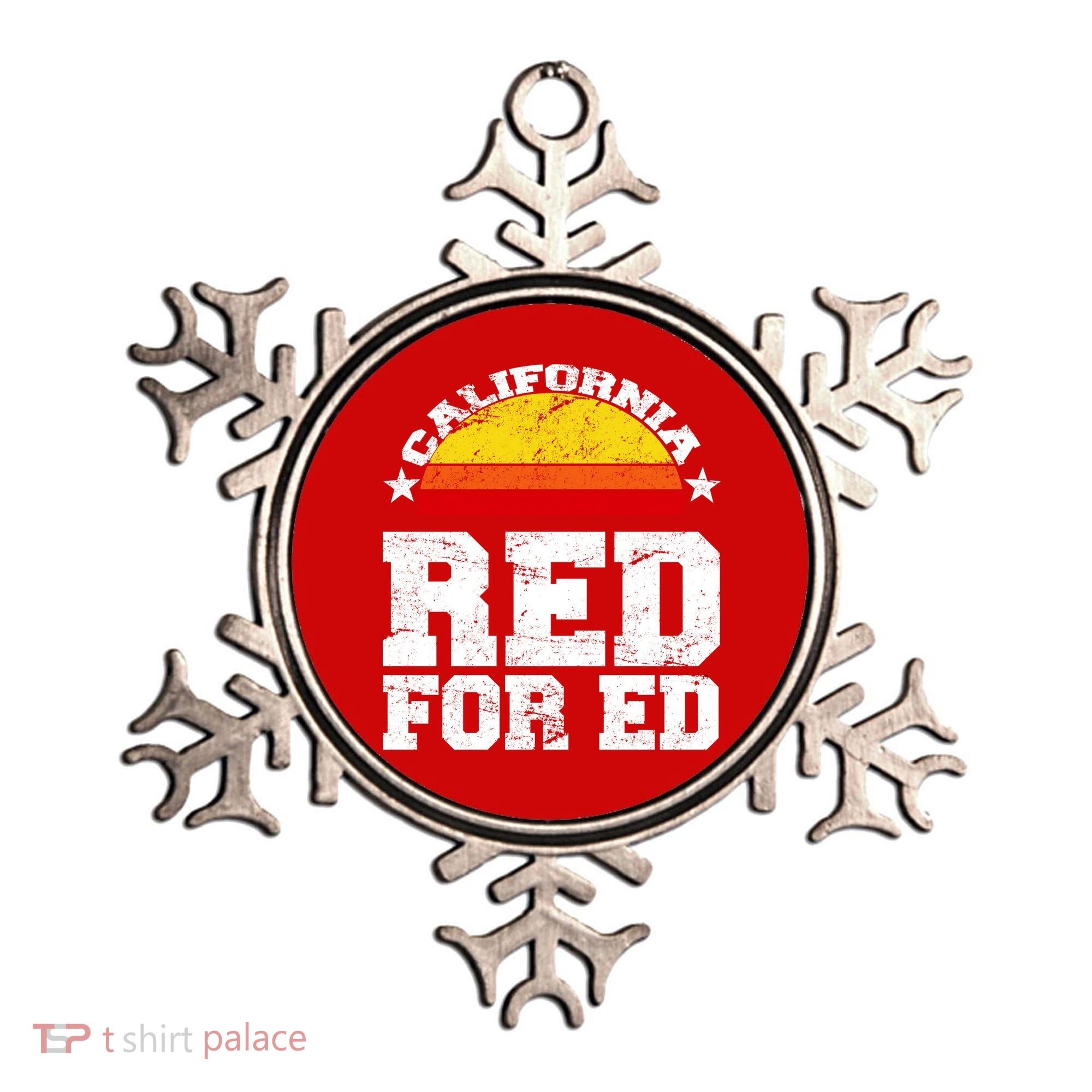 Red For Ed California Sunset Disstressed Ornament