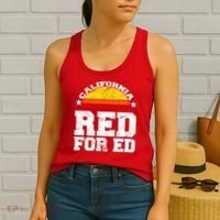 Red For Ed California Sunset Disstressed Women's Tank Top thumb 2