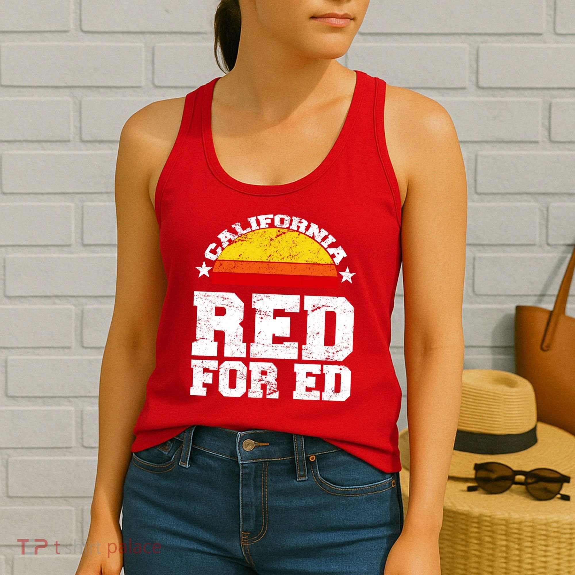 Red For Ed California Sunset Disstressed Women's Tank Top