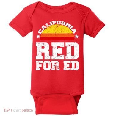 Red For Ed California Sunset Disstressed Baby Bodysuit