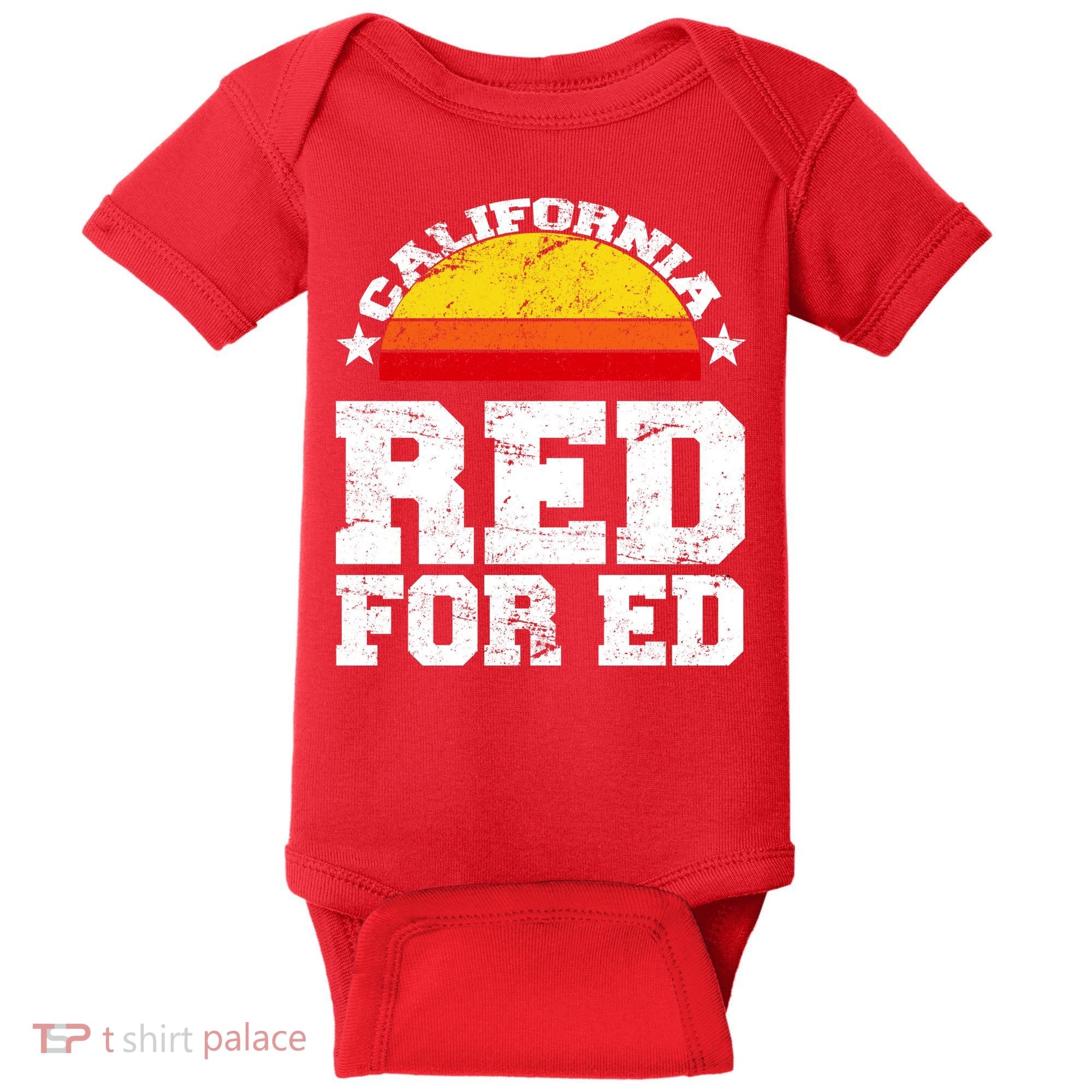 Red For Ed California Sunset Disstressed Baby Bodysuit