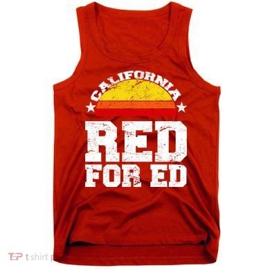 Red For Ed California Sunset Disstressed Tank Top