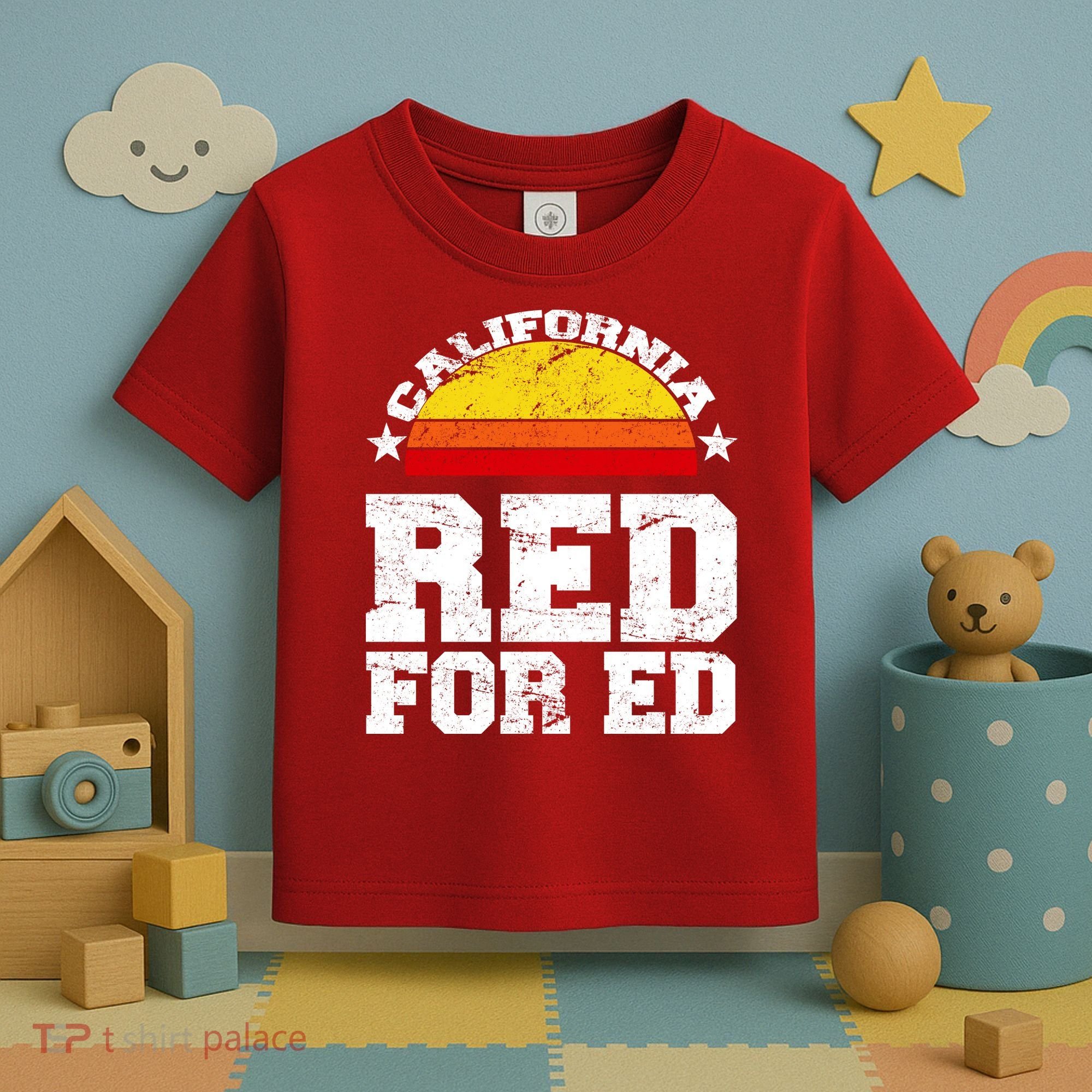 Red For Ed California Sunset Disstressed Toddler T-Shirt