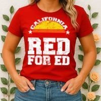 Red For Ed California Sunset Disstressed Women's T-Shirt thumb 2