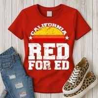 Red For Ed California Sunset Disstressed Women's T-Shirt thumb 3