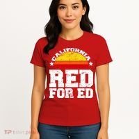 Red For Ed California Sunset Disstressed Women's T-Shirt thumb 4
