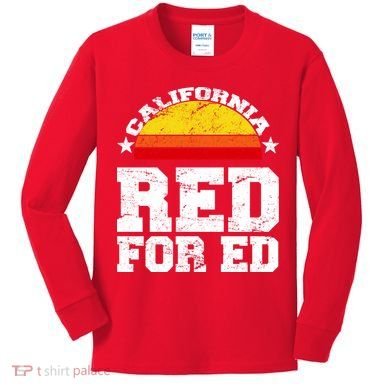 Red For Ed California Sunset Disstressed Kids Long Sleeve Shirt
