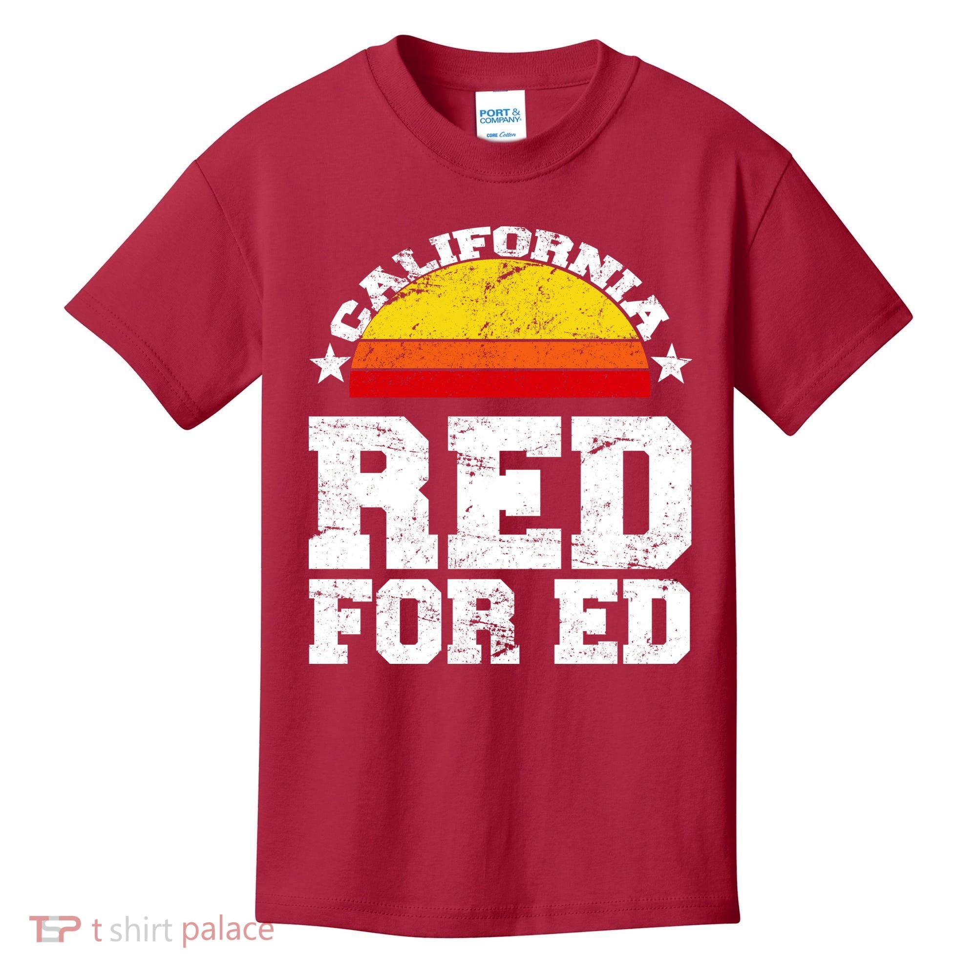 Red For Ed California Sunset Disstressed Kids T-Shirt