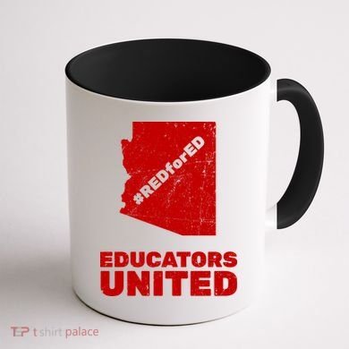 Red For Ed Educators United Vintage Arizona Teacher Coffee Mug back