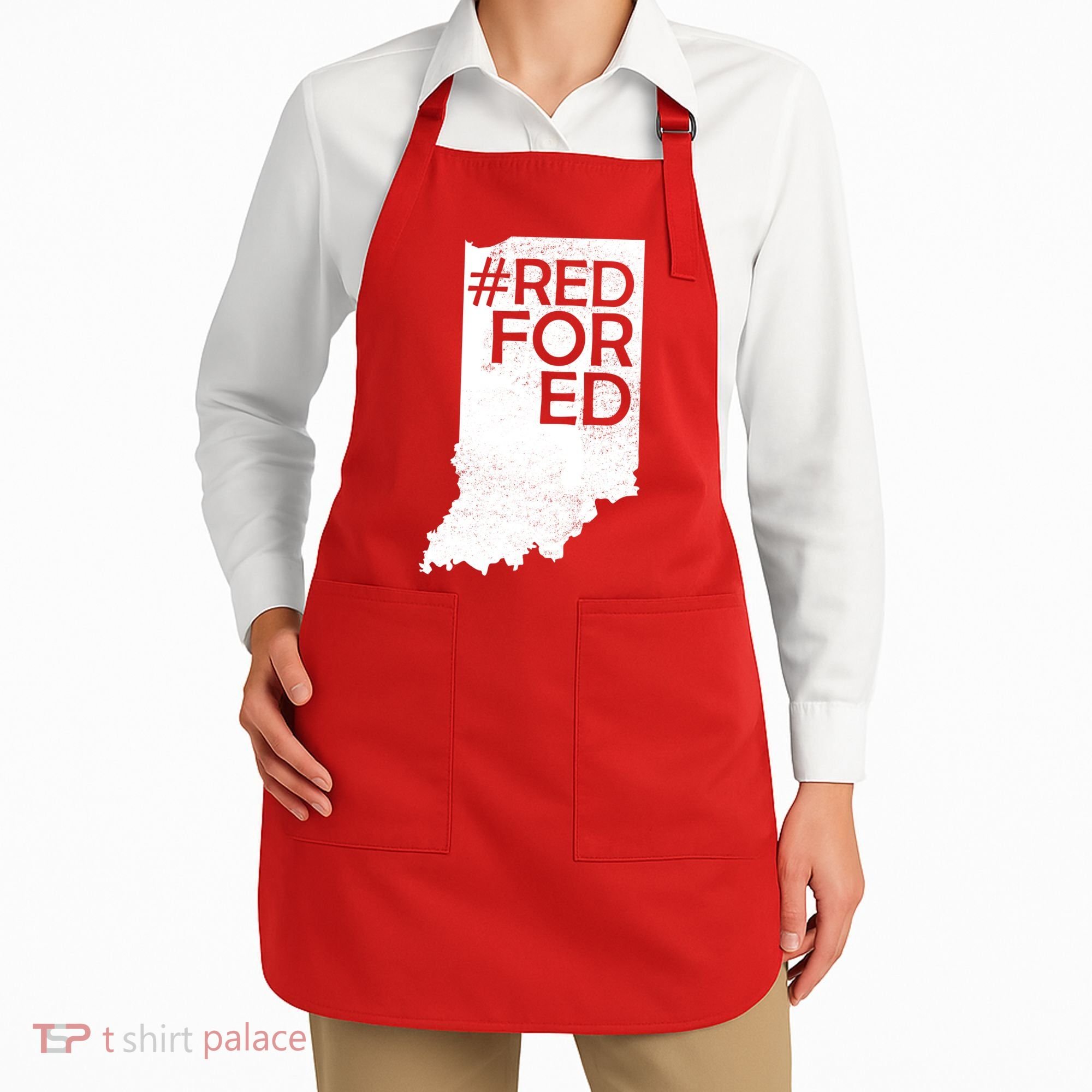 Red For Ed Indiana Apron
