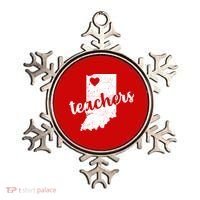 Red For Ed Indiana Teachers Ornament thumb 0