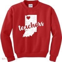 Red For Ed Indiana Teachers Kids Sweatshirt thumb 0